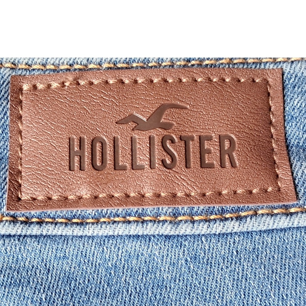 Hollister High-Rise Flare Jeans Medium Wash Distressed Ripped Knee 12R W31R - Picture 10 of 10
